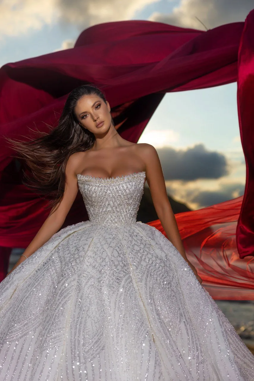 2024 YENİ SEZON PRENSES KAYIK YAKA GELİNLİK